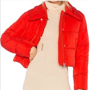 Lovers and Friends Candy Red Cropped Puffer Jacket